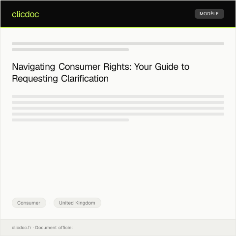 Document preview: Request for Clarification on Consumer Rights Procedures — Consumer, United Kingdom
