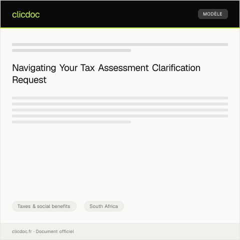 Document preview: Request for Clarification on Tax Assessment — Taxes & social benefits, South Africa