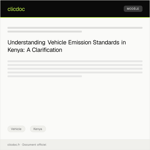 Document preview: Request for Clarification on Vehicle Emission Standards (Form VEHI-EMIS007) — Vehicle, Kenya