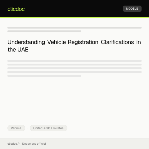 Document preview: Request for Clarification on Vehicle Registration Status (طلب توضيح حول حالة تسجيل المركبة) — Vehicle, United Arab Emirates