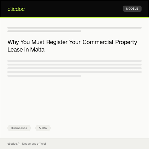 Document preview: Request for Commercial Property Lease Registration — Businesses, Malta