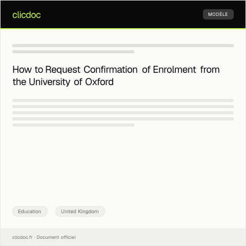 Document preview: Request for Confirmation of Enrolment from University of Oxford — Education, United Kingdom