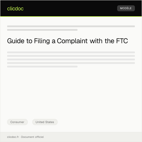 Document preview: Request for Consumer Complaint Resolution at the Federal Trade Commission — Consumer, United States