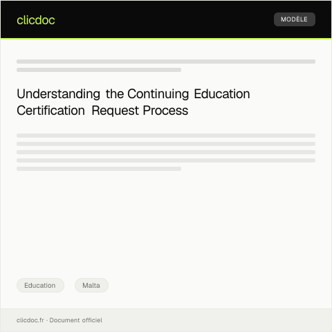 Document preview: Request for Continuing Education Certification — Education, Malta