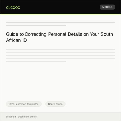Document preview: Request for correction of personal details on South African ID — Other common templates, South Africa