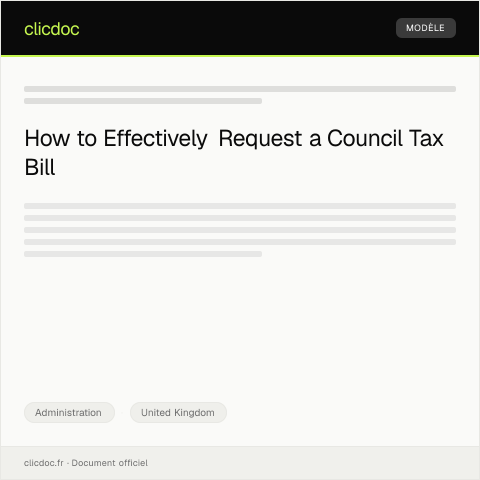 Document preview: Request for a Council Tax Bill — Administration, United Kingdom