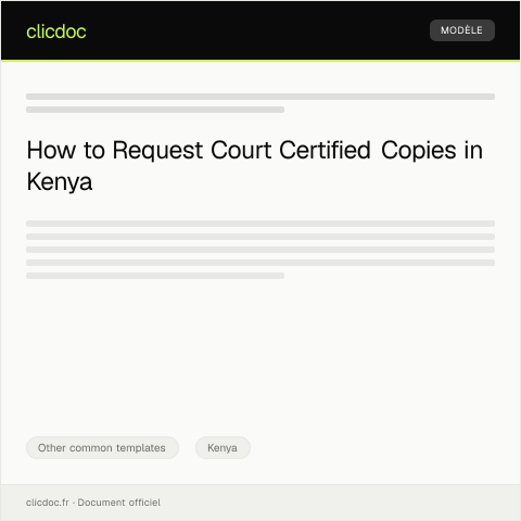 Document preview: Formal Request for Court Certified Copies of Legal Documents — Other common templates, Kenya