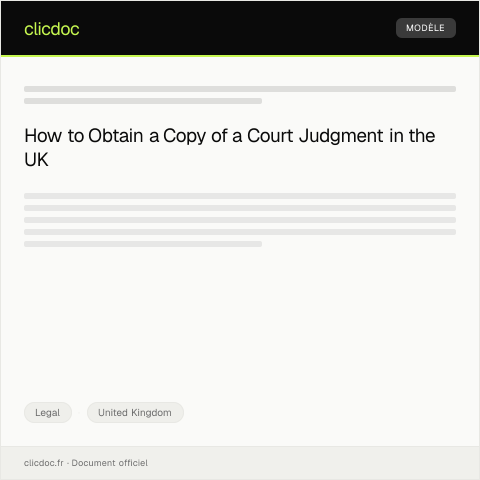 Document preview: Request for Copy of Court Judgment in the UK — Legal, United Kingdom