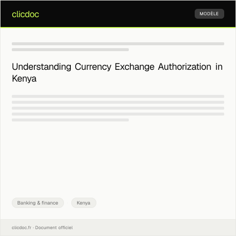 Document preview: Request for Currency Exchange Authorization (Form BK-CEX009) — Banking & finance, Kenya