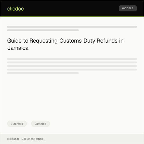 Document preview: Request for Customs Duty Refunds for Returned Goods — Business, Jamaica