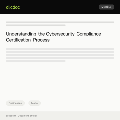 Document preview: Request for Cybersecurity Compliance Certification — Businesses, Malta