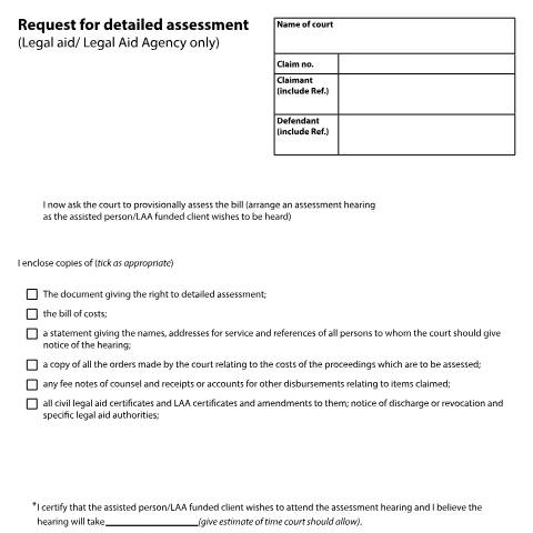 Document preview: Request a detailed assessment – legal aid and Legal Aid Agency: Form N258A — HM Courts & Tribunals Service, United Kingdom