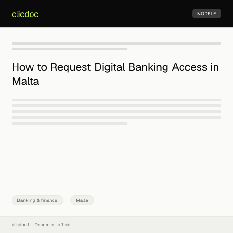 Document preview: Request for Digital Banking Access — Banking & finance, Malta