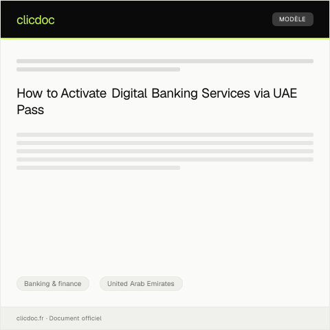 Document preview: Request for Digital Banking Service Activation via UAE Pass / طلب تفعيل الخدمات المصرفية الرقمية عبر الإماراتي — Banking & finance, United Arab Emirates
