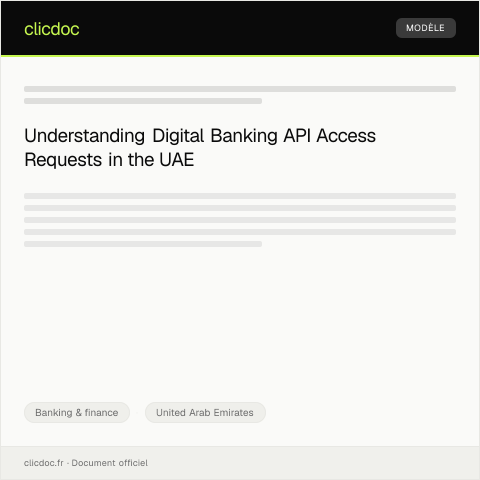 Document preview: Request for Digital Banking API Access / طلب الوصول إلى واجهة برمجة التطبيقات للخدمات الرقمية — Banking & finance, United Arab Emirates