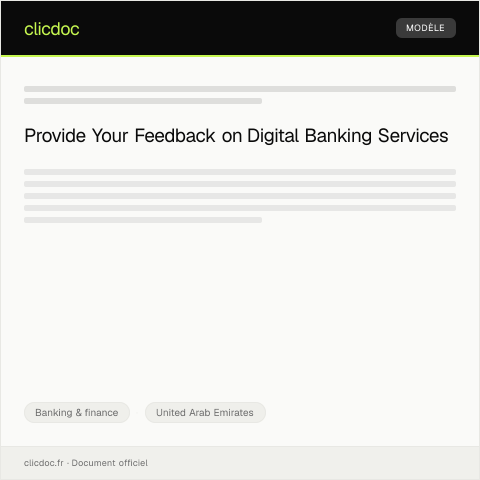 Document preview: Request for Digital Banking Service Feedback / طلب ملاحظات على خدمات البنوك الرقمية — Banking & finance, United Arab Emirates