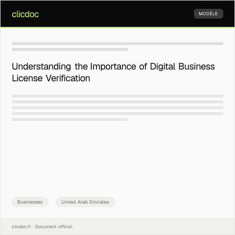 Document preview: Request for Digital Business License Verification — Businesses, United Arab Emirates