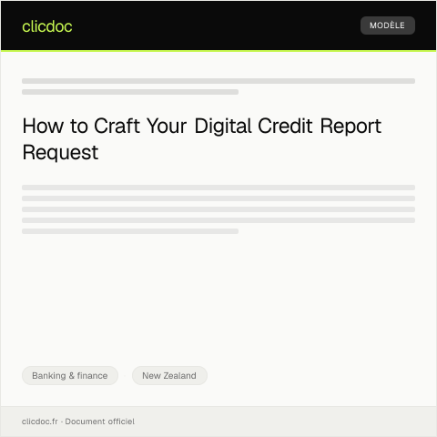 Document preview: Request for Digital Credit Report / Tono mō te pūrongo nama ā-ipurangi — Banking & finance, New Zealand