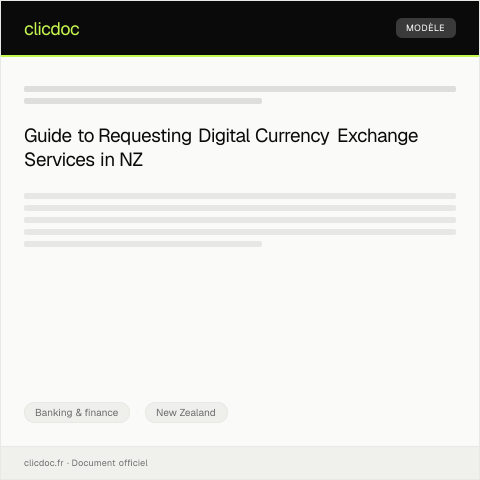 Document preview: Request for Digital Currency Exchange Services / Tono mō ngā ratonga whakahōu moni mamati — Banking & finance, New Zealand