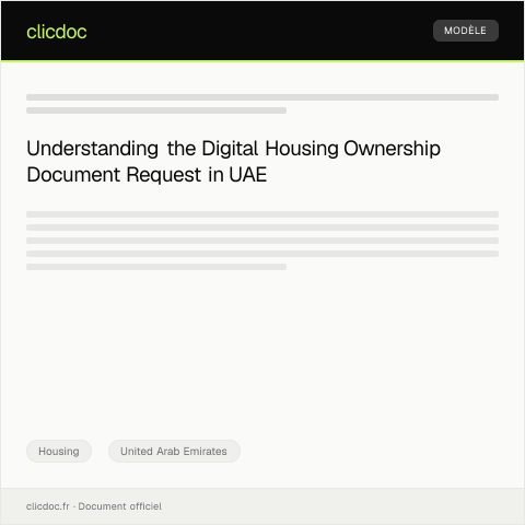 Document preview: Request for Digital Housing Ownership Document / طلب مستند ملكية سكني رقمي — Housing, United Arab Emirates