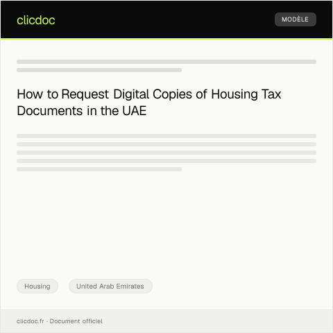 Document preview: Request Digital Copy of Housing Tax Documents / طلب نسخة رقمية من وثائق الضرائب السكنية — Housing, United Arab Emirates
