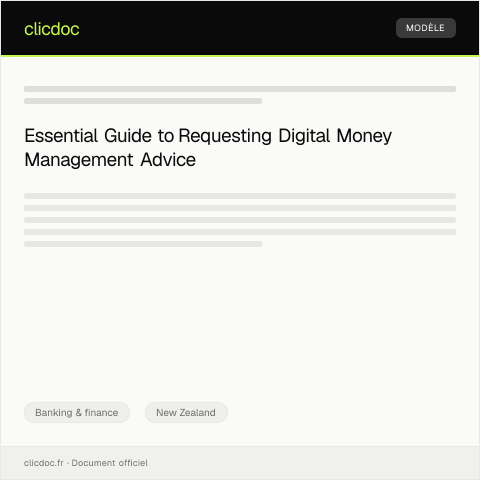 Document preview: Request for Digital Money Management Advice / Tono mō te tohutohu whakahaere moni ā-ipurangi — Banking & finance, New Zealand