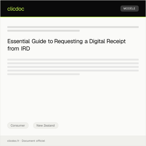 Document preview: Request for Digital Receipt from Inland Revenue (IR) — Consumer, New Zealand