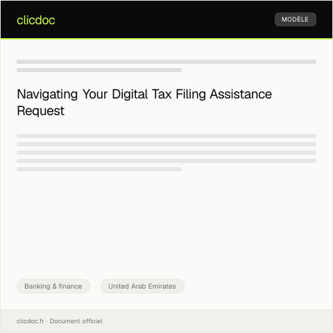 Document preview: Request for Digital Tax Filing Assistance / طلب المساعدة في تقديم الضرائب الرقمية — Banking & finance, United Arab Emirates