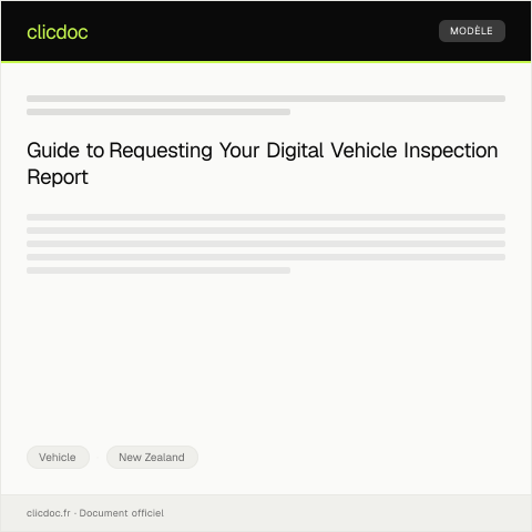Document preview: Request for Digital Vehicle Inspection Report — Vehicle, New Zealand