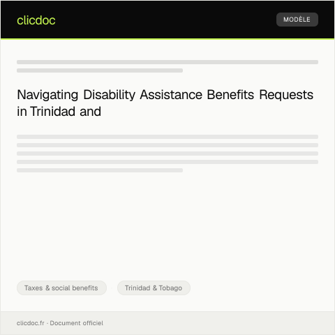Document preview: Request for Disability Assistance Benefits — Taxes & social benefits, Trinidad & Tobago
