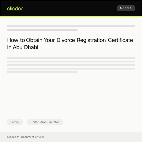 Document preview: Request for Divorce Registration Certificate from Abu Dhabi Family Court — Family, United Arab Emirates