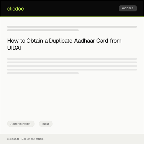 Document preview: Request for Duplicate Aadhaar Card from UIDAI — Administration, India