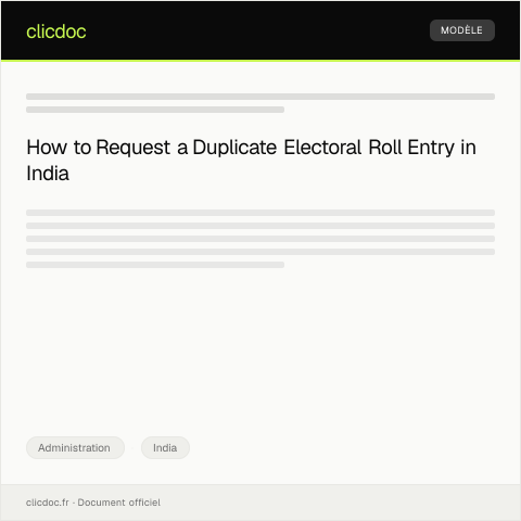 Document preview: Request for Duplicate Electoral Roll Entry — Administration, India