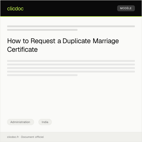 Document preview: Request for Duplicate Marriage Certificate from Local Registrar Office — Administration, India