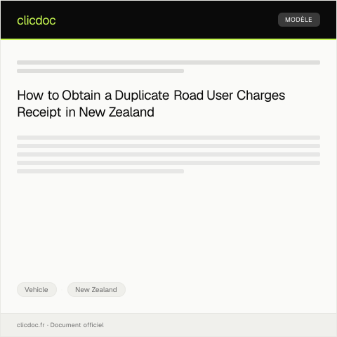 Document preview: Request for Duplicate Road User Charges Receipt from NZ Transport Agency — Vehicle, New Zealand