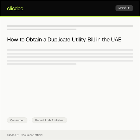 Document preview: Request for Duplicate Utility Bill (طلب نسخة مكررة من فاتورة المرافق) — Consumer, United Arab Emirates