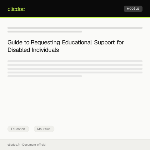 Document preview: Request for Educational Assistance for Persons with Disabilities — Education, Mauritius