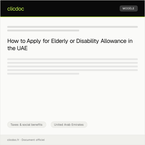 Document preview: Request for Elderly or Disability Allowance — Taxes & social benefits, United Arab Emirates