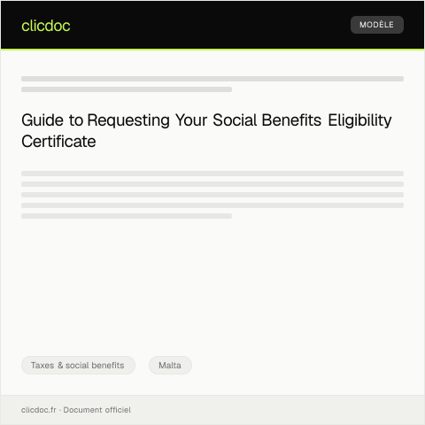 Document preview: Request for Eligibility Certificate for Social Benefits — Taxes & social benefits, Malta