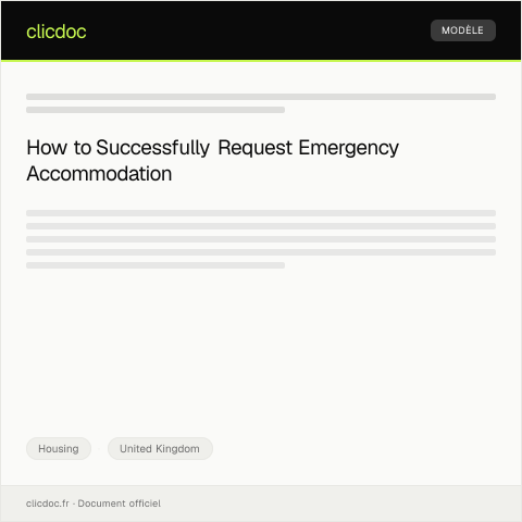 Document preview: Request for Emergency Accommodation — Housing, United Kingdom