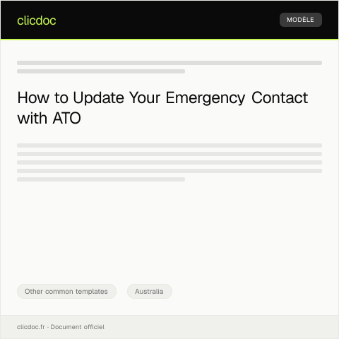 Document preview: Request for Emergency Contact Update in myGov — Other common templates, Australia