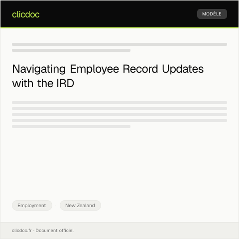 Document preview: Request for Employee Record Update / Tono mō te whakahou rekoata kaimahi — Employment, New Zealand