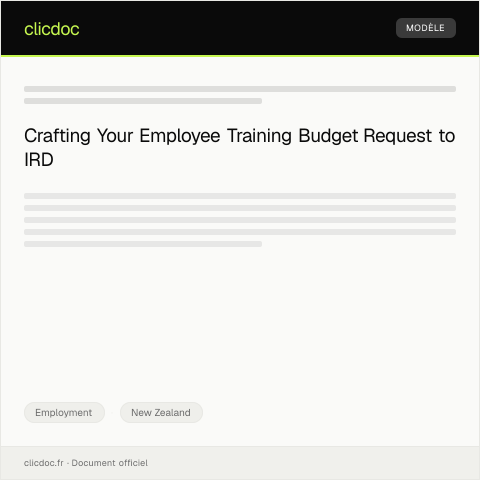 Document preview: Request for Employee Training Budget / Tono mō te tahua akoranga kaimahi — Employment, New Zealand