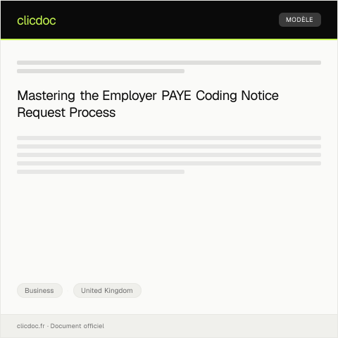 Document preview: Request for Employer PAYE Coding Notice — Business, United Kingdom