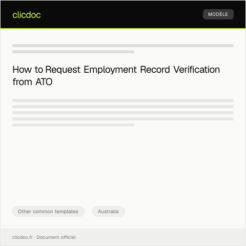 Document preview: Request for Employment Record Verification — Other common templates, Australia