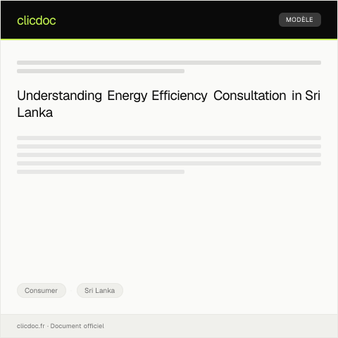Document preview: Request for Energy Efficiency Consultation — Consumer, Sri Lanka
