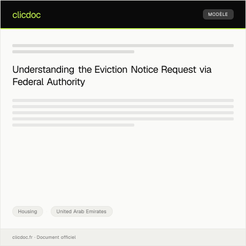 Document preview: Request for Eviction Notice via Federal Authority / طلب إشعار الإخلاء عبر الهيئة الاتحادية — Housing, United Arab Emirates