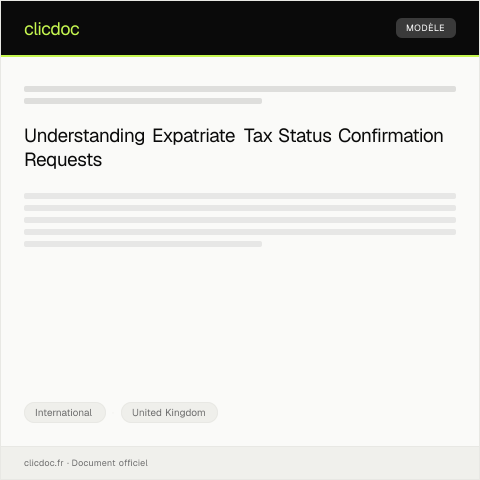 Document preview: Request for Expatriate Tax Status Confirmation — International, United Kingdom
