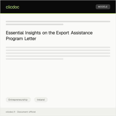 Document preview: Request for Export Assistance Program — Entrepreneurship, Ireland