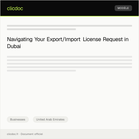 Document preview: Request for Export/Import License from Dubai Customs — Businesses, United Arab Emirates